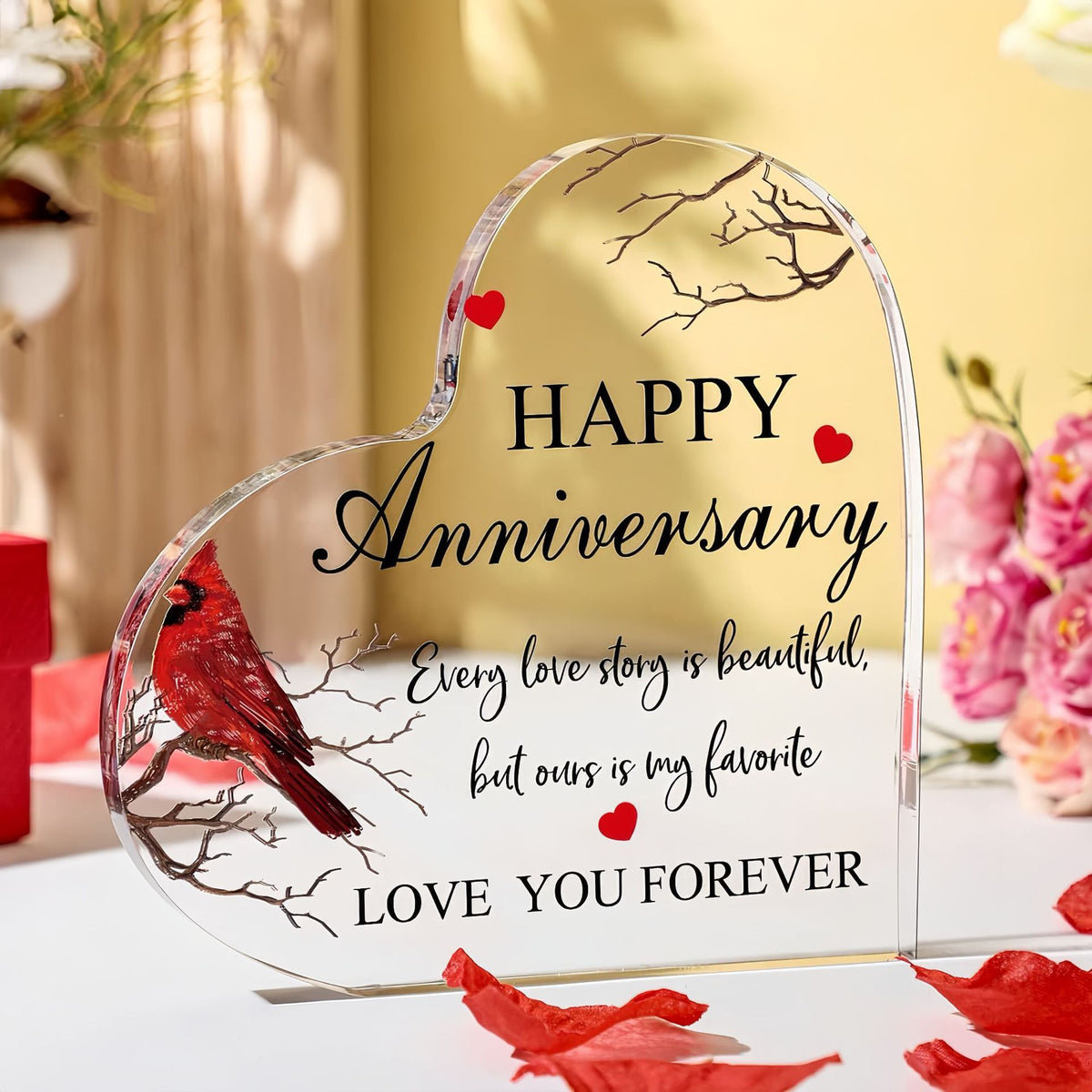 Heart Acrylic Standing Plaque – Wedding Favor & Anniversary Gift for Couples