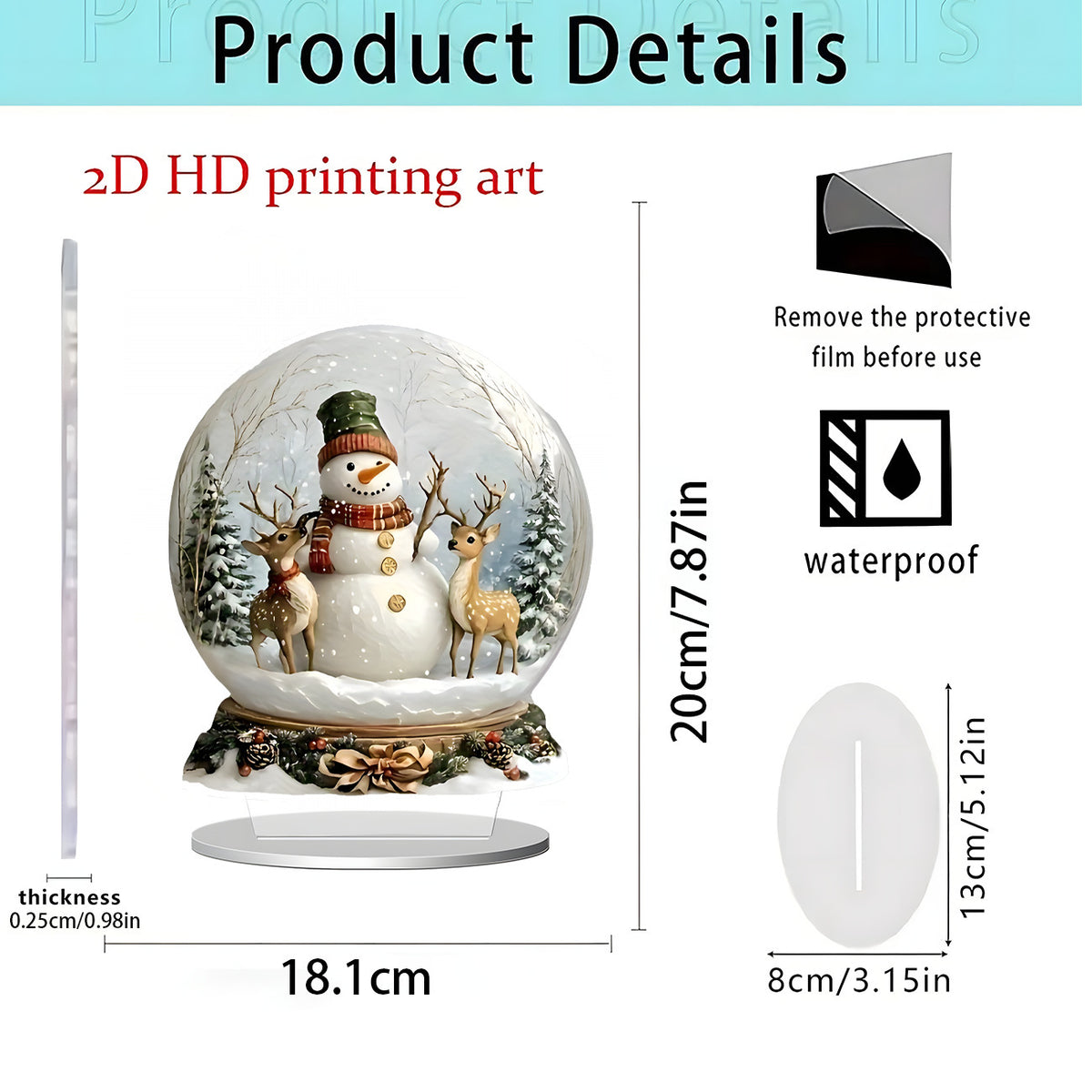 Santa & Reindeer 2D Acrylic Desk Figurine – Christmas Holiday Tabletop Decor