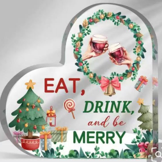 Aesthetic Clear Acrylic Heart Desk Plaque – Thanksgiving & Holiday Decor