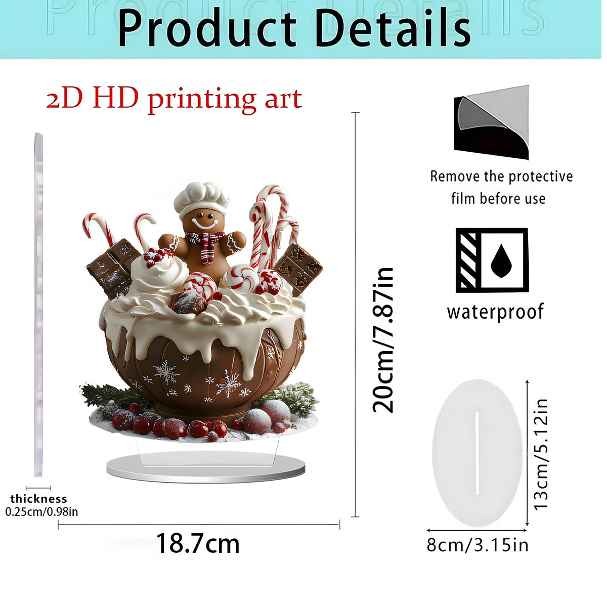 Santa & Reindeer 2D Acrylic Desk Figurine – Christmas Holiday Tabletop Decor