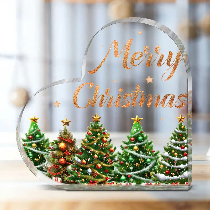 Aesthetic Clear Acrylic Heart Desk Plaque – Thanksgiving & Holiday Decor