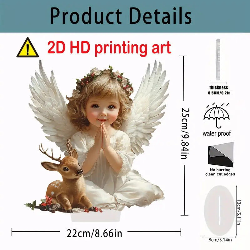 Santa & Reindeer 2D Acrylic Desk Figurine – Christmas Holiday Tabletop Decor
