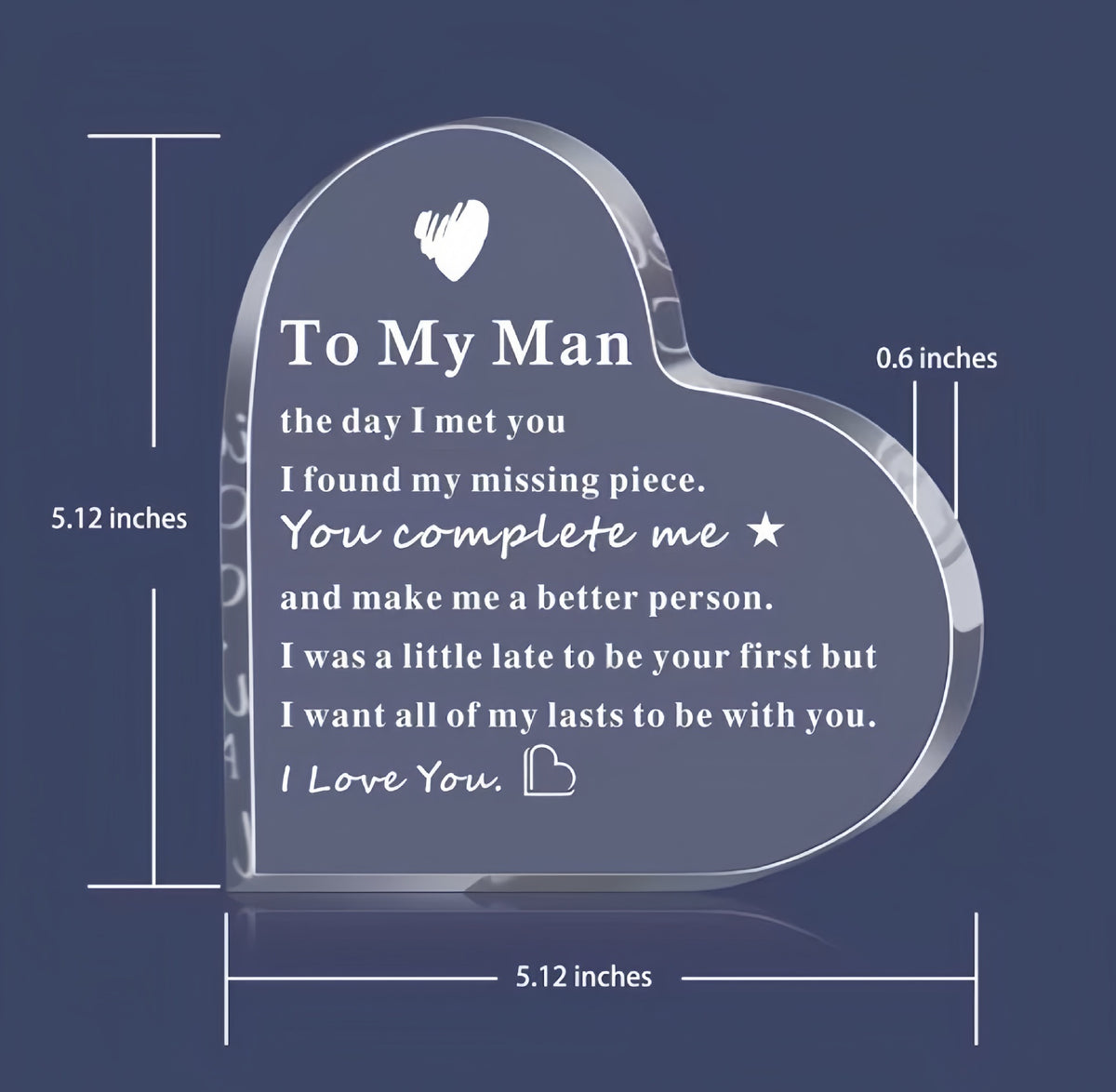 Clear Acrylic Heart Plaque – Valentine’s Day & Wedding Anniversary Keepsake Gift
