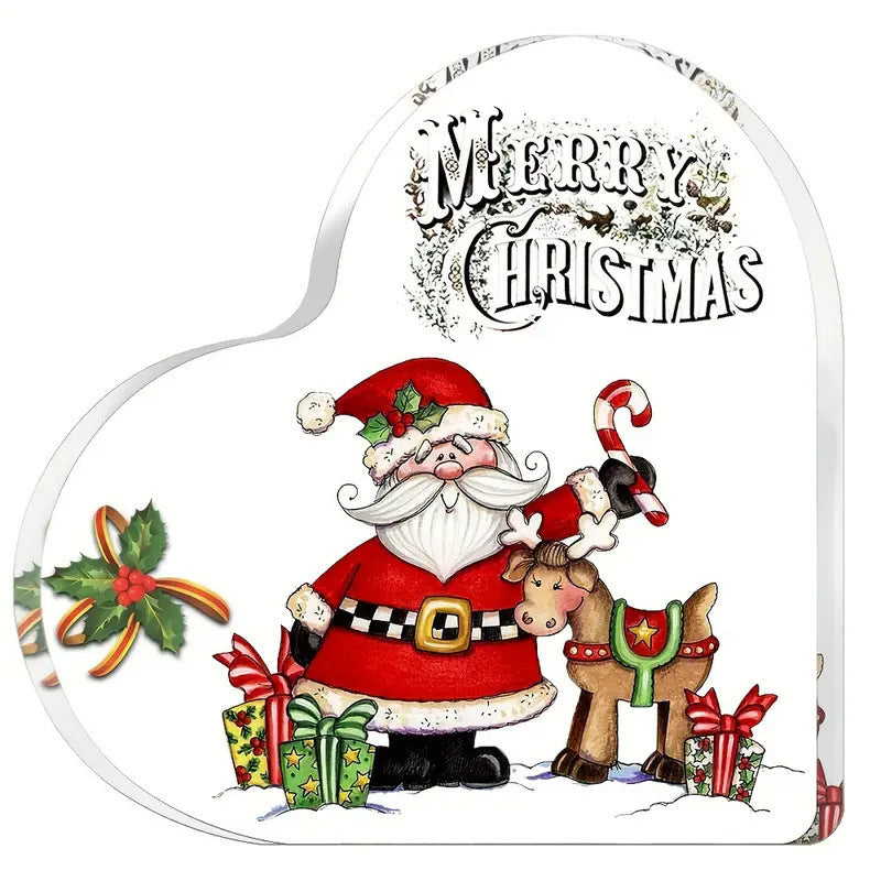 Aesthetic Clear Acrylic Heart Desk Plaque – Thanksgiving & Holiday Decor