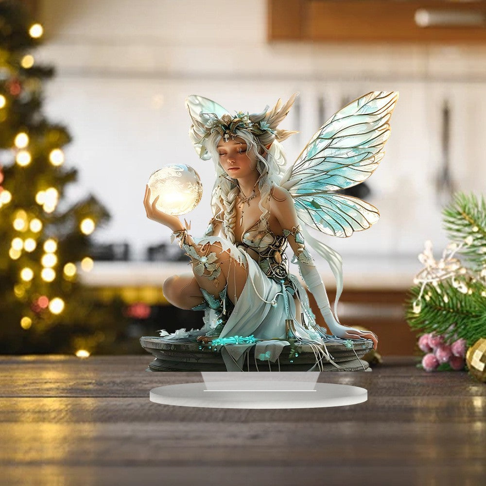 Santa & Reindeer 2D Acrylic Desk Figurine – Christmas Holiday Tabletop Decor