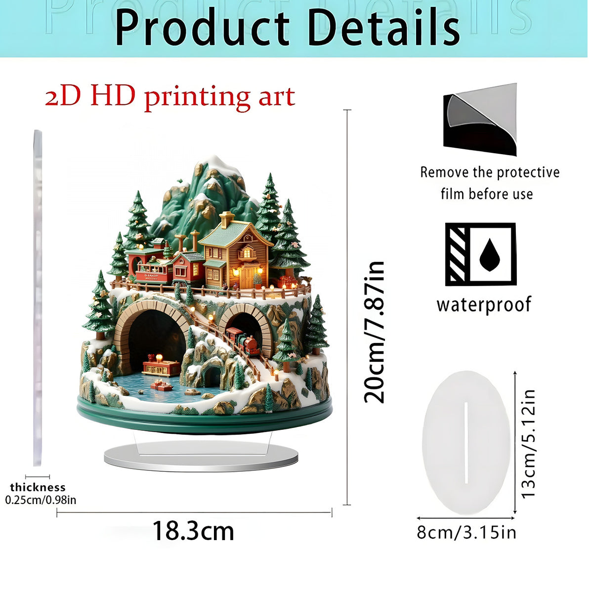 Santa & Reindeer 2D Acrylic Desk Figurine – Christmas Holiday Tabletop Decor