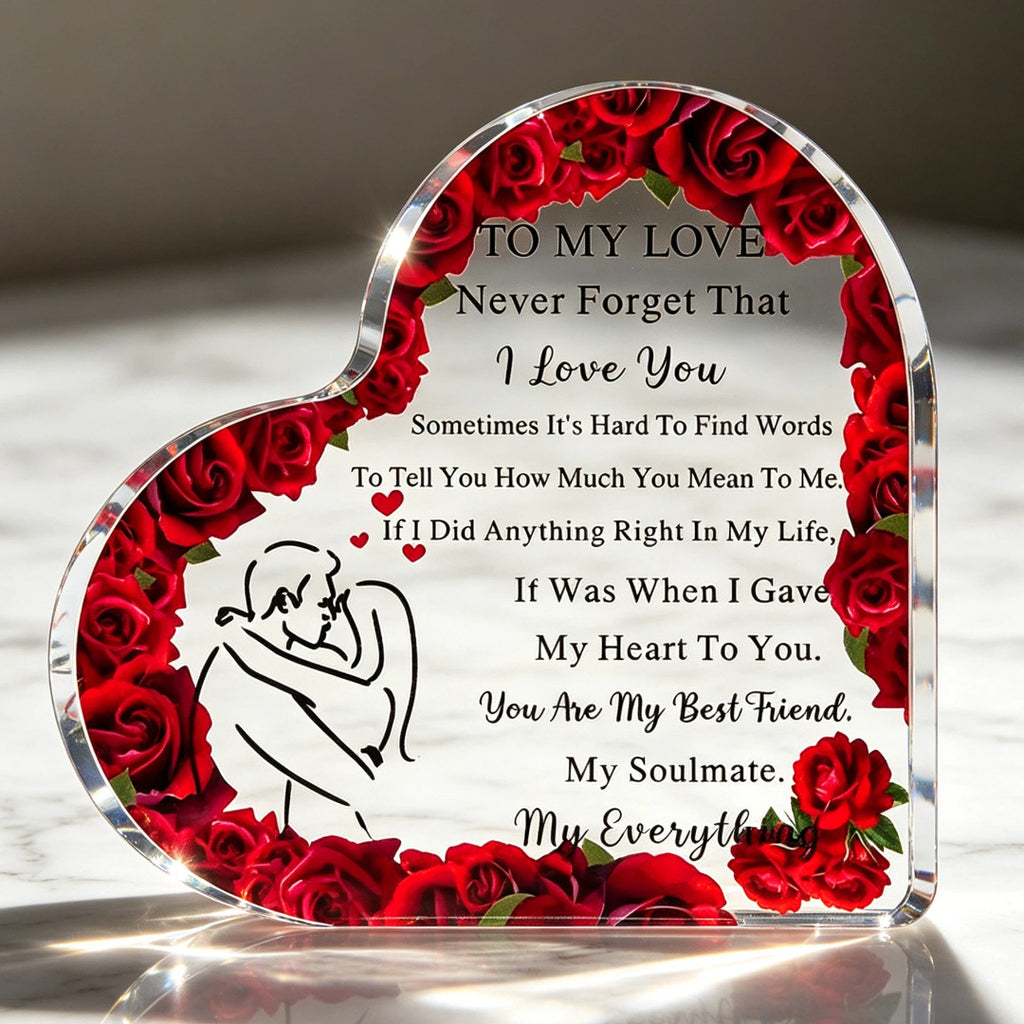 Clear Acrylic Heart Plaque – Valentine’s Day & Wedding Anniversary Keepsake Gift