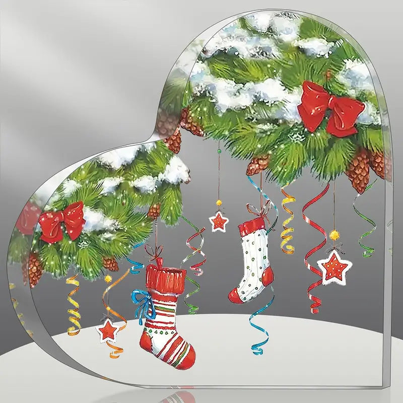 Aesthetic Clear Acrylic Heart Desk Plaque – Thanksgiving & Holiday Decor