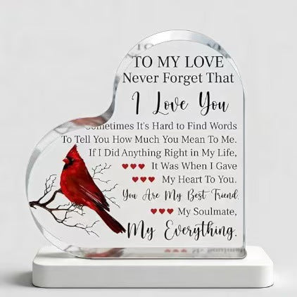 Clear Acrylic Heart Plaque – Valentine’s Day & Wedding Anniversary Keepsake Gift