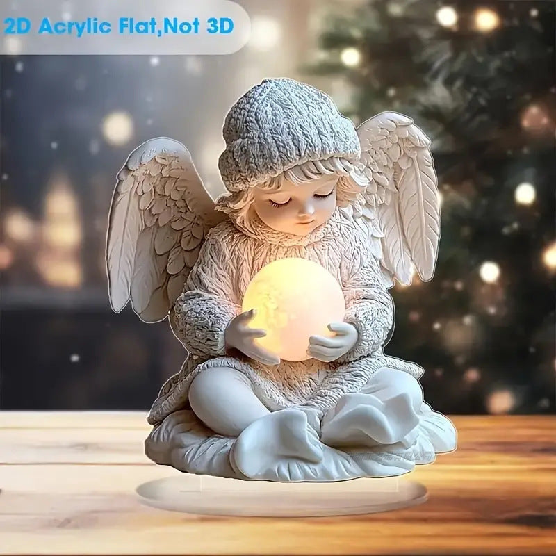 Santa & Reindeer 2D Acrylic Desk Figurine – Christmas Holiday Tabletop Decor