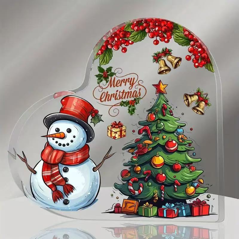 Aesthetic Clear Acrylic Heart Desk Plaque – Thanksgiving & Holiday Decor
