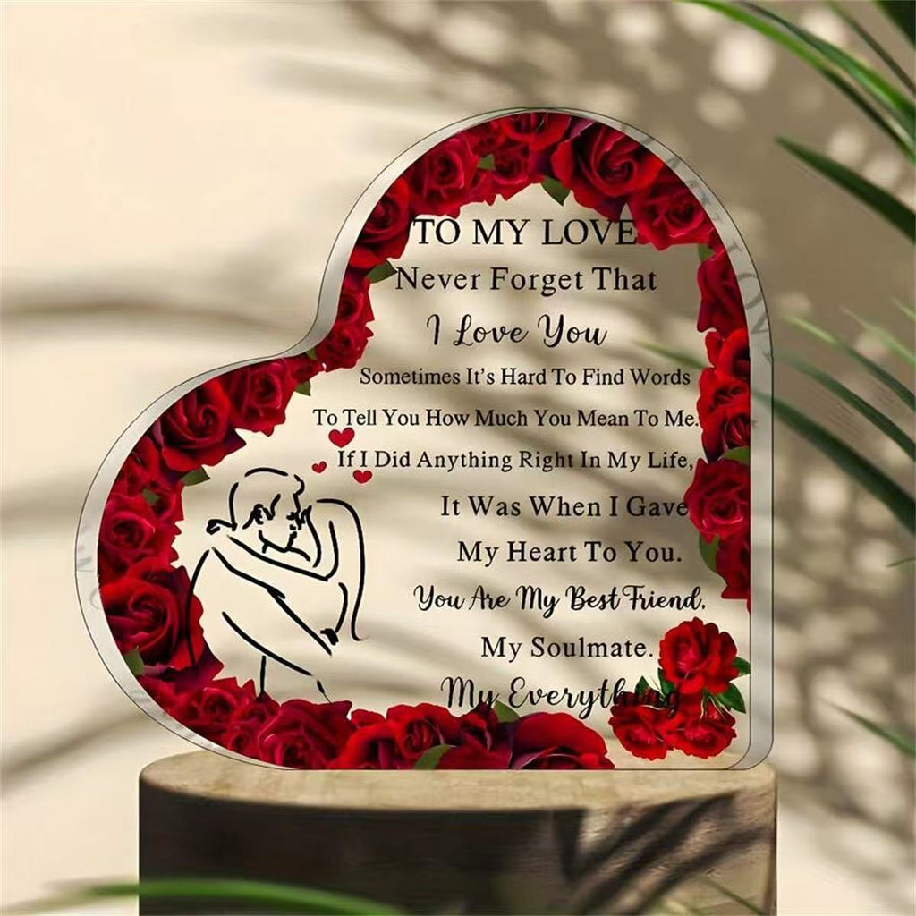 Clear Acrylic Heart Plaque – Valentine’s Day & Wedding Anniversary Keepsake Gift