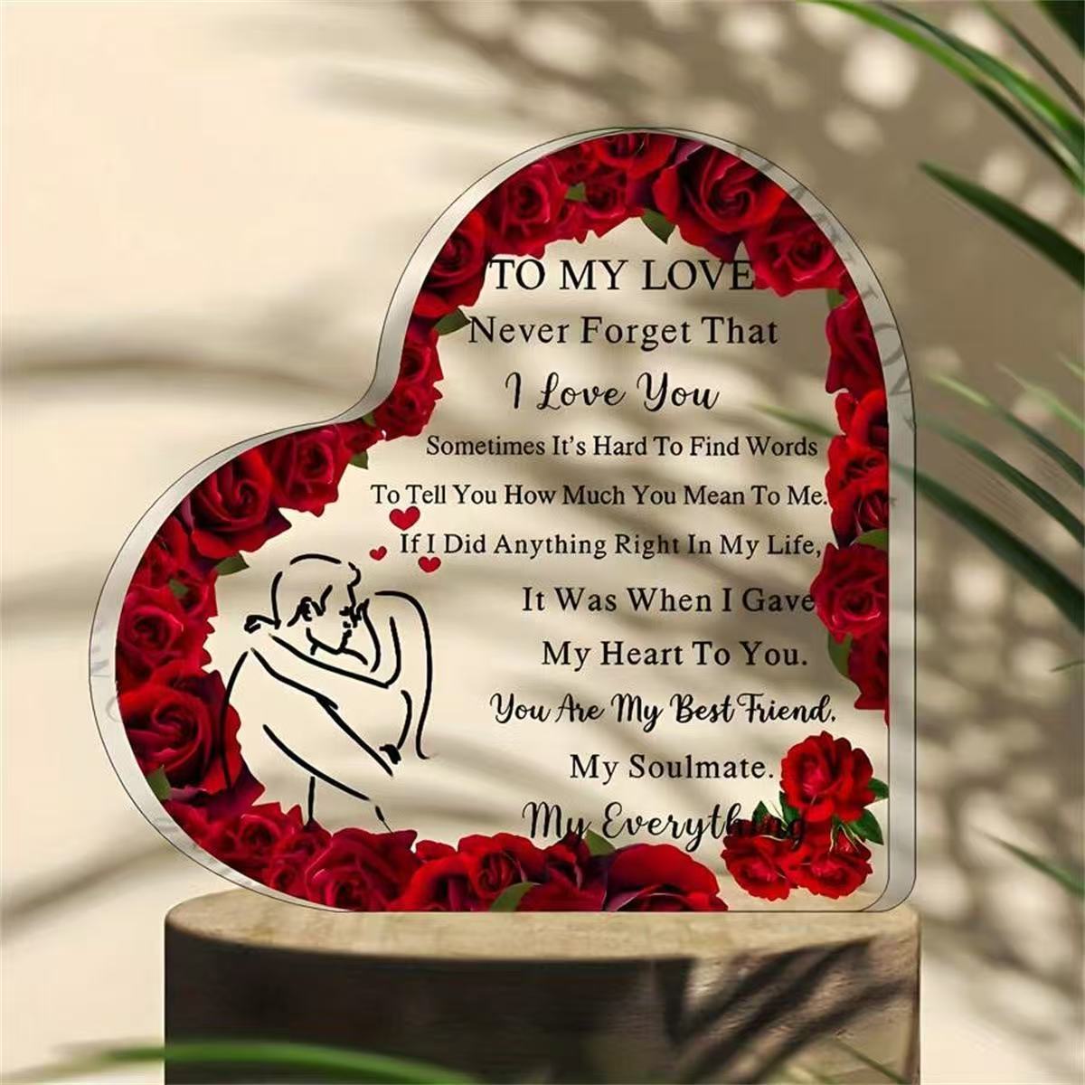 Clear Acrylic Heart Plaque – Valentine’s Day & Wedding Anniversary Keepsake Gift