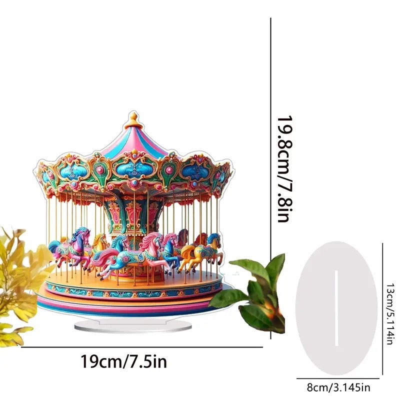 Santa & Reindeer 2D Acrylic Desk Figurine – Christmas Holiday Tabletop Decor